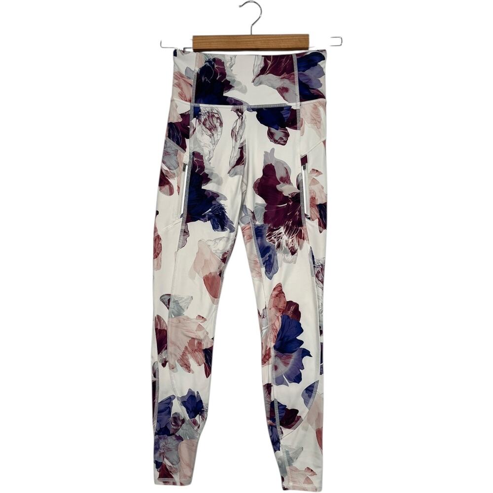 Athleta Floral Rainier Printed Tight Womens Extra Small Ivory Floral Ankle Yoga